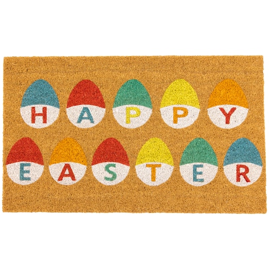 Natural Colorful Happy Easter Eggs Coir Doormat